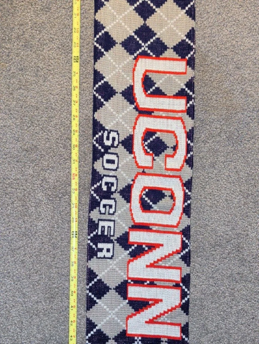 UConn Soccer Scarf with Husky Logo - Navy & White